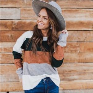 Andrea by Unit Brown Gray Black Sweater L NWT